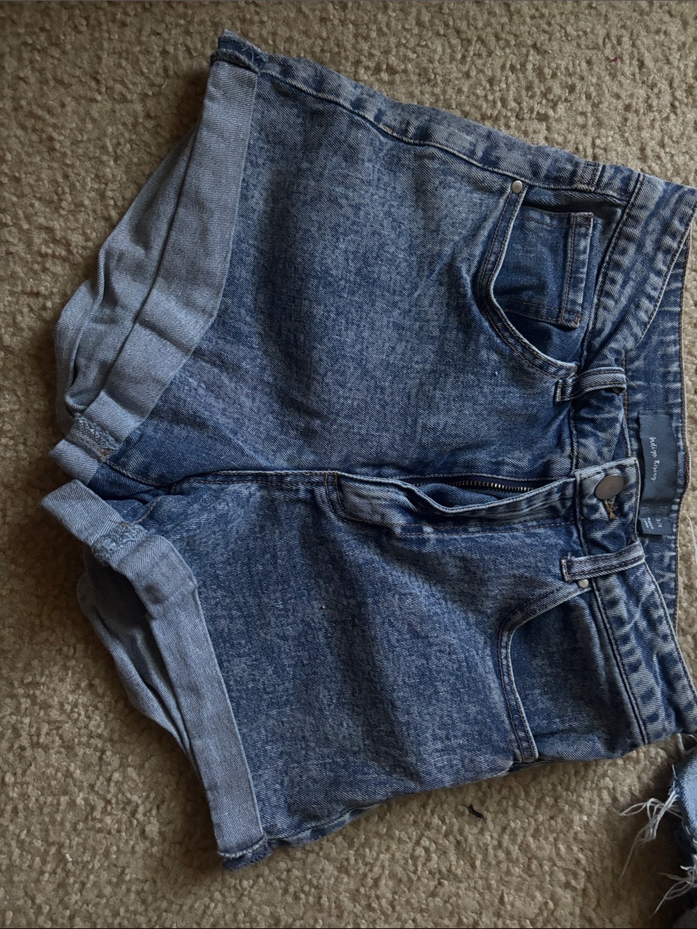 Indigo rising Washed Blue Denim Jean Shorts